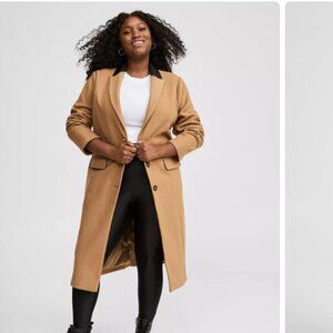 Softest Coat Faux Leather Collar Longline Coat